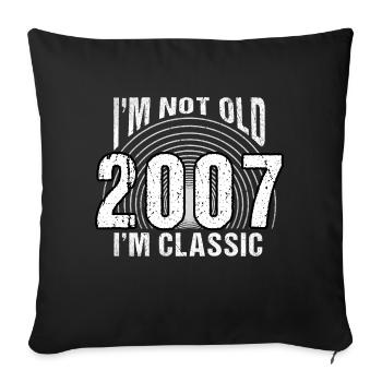 Vintage 2007 Rétro 17 ans - Je ne suis pas vieux, - Housse de coussin décorative 45 x 45 cm - noir - Devant