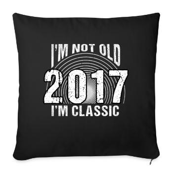 Vintage 2017 rétro 7 ans - Je ne suis pas vieux, je suis - Housse de coussin décorative 45 x 45 cm - noir - Devant