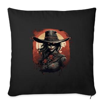 Emo Cowboy Zombie Girl - Sofa pillowcase 17,3'' x 17,3'' (45 x 45 cm) - black - Front