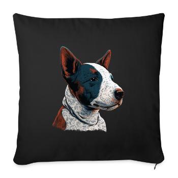Chiot Bull Terrier anglais - Housse de coussin décorative 45 x 45 cm - noir - Devant