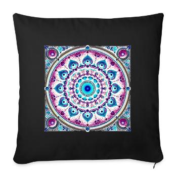 Mandala Orbital Bleu-Rose - Housse de coussin décorative 45 x 45 cm - noir - Devant