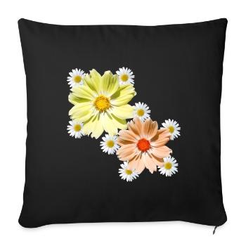 Cosmee with daisies blossom floral floral pattern - Sofa pillowcase 17,3'' x 17,3'' (45 x 45 cm) - black - Front