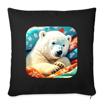 Ours polaire câlin mignon - Housse de coussin décorative 45 x 45 cm - noir - Devant