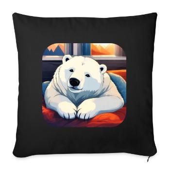 Cute Cuddle Polar Bear - Sofa pillowcase 17,3'' x 17,3'' (45 x 45 cm) - black - Front