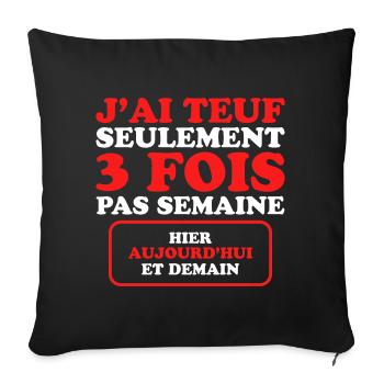 Humour Teuf Fêtard Fêtarde Fête Soirée - Housse de coussin décorative 45 x 45 cm - noir - Devant