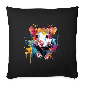Cool Colorful Rat - Sofa pillowcase 17,3'' x 17,3'' (45 x 45 cm) - black - Front