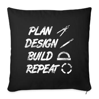 Architect Routine - Sofa pillowcase 17,3'' x 17,3'' (45 x 45 cm) - black - Front