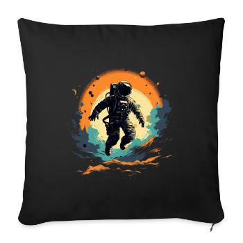 Abstrait Astronaute Planète Espace - Housse de coussin décorative 45 x 45 cm - noir - Devant