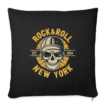 New York Rock & Roll Music Vintage USA America - Sofa pillowcase 17,3'' x 17,3'' (45 x 45 cm) - black - Front