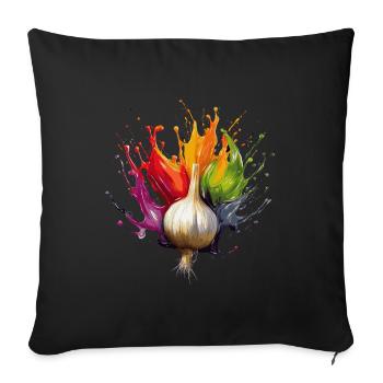 Knoblauch - Sofakissenbezug 45 x 45 cm - Schwarz - Vorne
