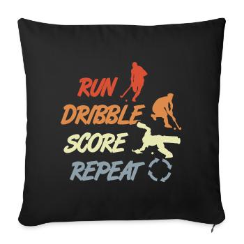 Citation de motivation pour le hockey sur gazon - Housse de coussin décorative 45 x 45 cm - noir - Devant