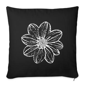 Flower, White, White Flower - Sofa pillowcase 17,3'' x 17,3'' (45 x 45 cm) - black - Front