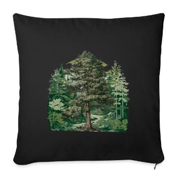 Wald Natur Wildnis Flora Naturliebhaber Baum - Sofakissenbezug 45 x 45 cm - Schwarz - Vorne