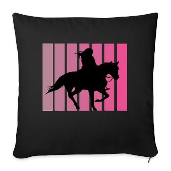 Retro Pferde Design - Sofakissenbezug 45 x 45 cm - Schwarz - Vorne