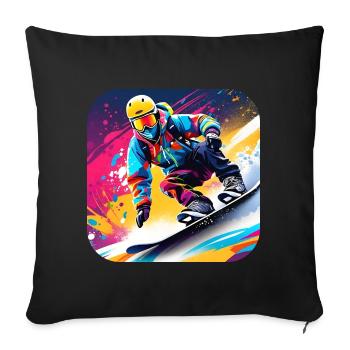Cooler Snowboard Fahrer im bunten Graffiti Style - Sofakissenbezug 45 x 45 cm - Schwarz - Vorne