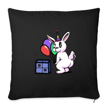 Bunny Birthday Congratulations Celebrations - Sofa pillowcase 17,3'' x 17,3'' (45 x 45 cm) - black - Front