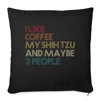 Shih Tzu Dog Owner Coffee Lovers Funny Vintage - Sofa pillowcase 17,3'' x 17,3'' (45 x 45 cm) - black - Front
