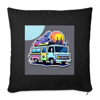 Camper Wohnmobil Campen - Sofakissenbezug 45 x 45 cm - Schwarz - Vorne