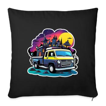 Camping-car Camping-car Camping - Housse de coussin décorative 45 x 45 cm - noir - Devant