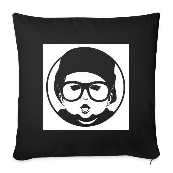 Drôle Enfant En Bas Âge Portant Des Lunettes De Soleil Cool Bébé - Housse de coussin décorative 45 x 45 cm - noir - Devant