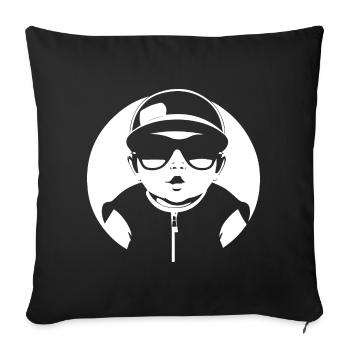 Drôle Enfant En Bas Âge Portant Des Lunettes De Soleil Cool Bébé - Housse de coussin décorative 45 x 45 cm - noir - Devant