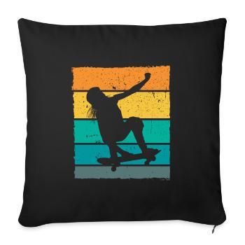 Retro Skaterin Skater Skateboarder Skateboard - Sofa pillowcase 17,3'' x 17,3'' (45 x 45 cm) - black - Front
