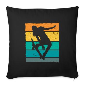 Retro Skaterin Skater Skateboarder Skateboard - Sofa pillowcase 17,3'' x 17,3'' (45 x 45 cm) - black - Front