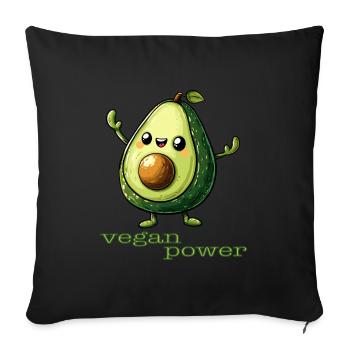 Vegan Power - Avocado - Sofa pillowcase 17,3'' x 17,3'' (45 x 45 cm) - black - Front