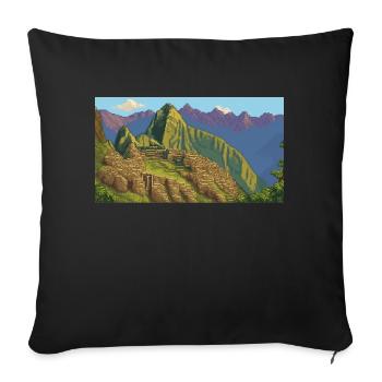 Machu Picchu, Peru - Pixel Art - Sofa pillowcase 17,3'' x 17,3'' (45 x 45 cm) - black - Front