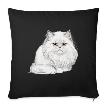 Chat Persan Blanc - Housse de coussin décorative 45 x 45 cm - noir - Devant