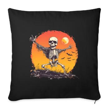 Danse Squelette Crâne Halloween - Housse de coussin décorative 45 x 45 cm - noir - Devant