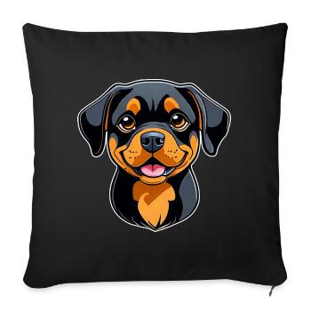 Cute Rottweiler in comic style - Sofa pillowcase 17,3'' x 17,3'' (45 x 45 cm) - black - Front