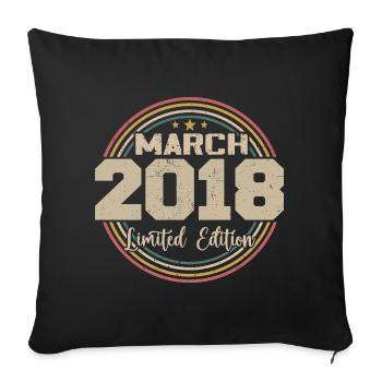 Awesome Since March 2018 Birthday 2018 Gift - Sofa pillowcase 17,3'' x 17,3'' (45 x 45 cm) - black - Front