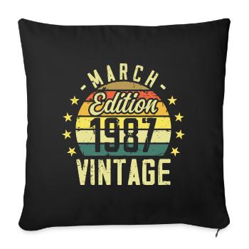 Vintage March 1987 vintage 1987 birthday gift - Sofa pillowcase 17,3'' x 17,3'' (45 x 45 cm) - black - Front