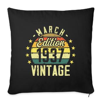 Vintage mars 1937 vintage cadeau anniversaire 1937 - Housse de coussin décorative 45 x 45 cm - noir - Devant