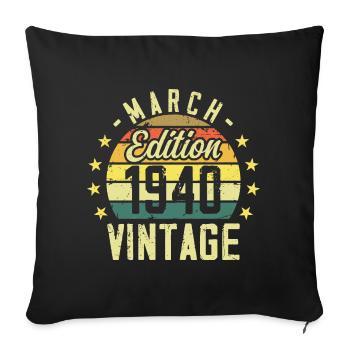 Vintage March 1940 Vintage Gift Anniversary 1940's - Sofa pillowcase 17,3'' x 17,3'' (45 x 45 cm) - black - Front