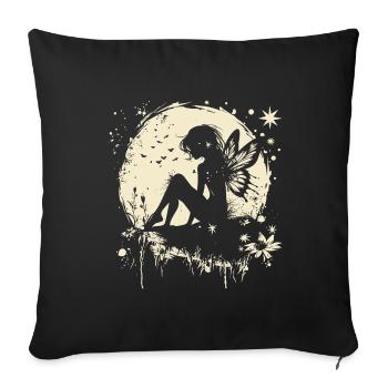 Fee Elfe Mond Märchen Fabelwesen - Sofakissenbezug 45 x 45 cm - Schwarz - Vorne