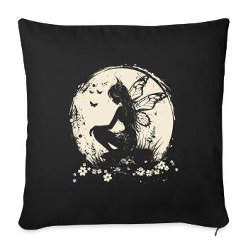 Fee Elfe Mond Märchen Fabelwesen - Sofakissenbezug 45 x 45 cm - Schwarz - Vorne