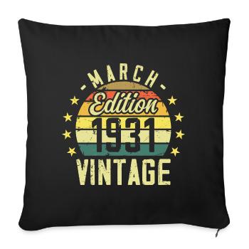 Vintage mars 1931 vintage cadeau anniversaire 1931 - Housse de coussin décorative 45 x 45 cm - noir - Devant