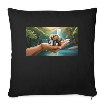 drôle hooey un éléphant est aussi petit qu’une paume de main - Housse de coussin décorative 45 x 45 cm - noir - Devant