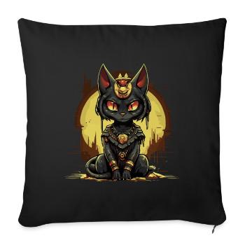 Pharaoh Temple Cat - Sofa pillowcase 17,3'' x 17,3'' (45 x 45 cm) - black - Front