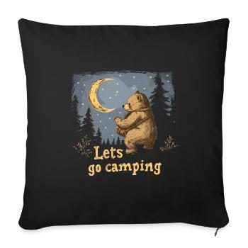 Lets Go Camping Bear - Sofa pillowcase 17,3'' x 17,3'' (45 x 45 cm) - black - Front