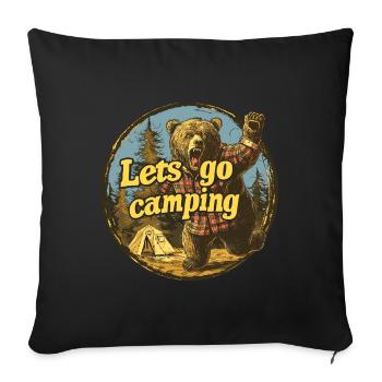 Lets Go Camping Bear - Sofa pillowcase 17,3'' x 17,3'' (45 x 45 cm) - black - Front