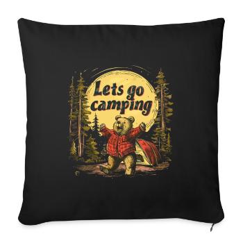 Lets Go Camping Bear - Sofa pillowcase 17,3'' x 17,3'' (45 x 45 cm) - black - Front