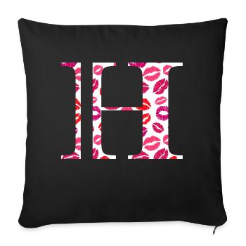 Letter h kisses - Sofa pillowcase 17,3'' x 17,3'' (45 x 45 cm) - black - Front