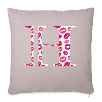 Lettre h bisous - Housse de coussin décorative 45 x 45 cm - taupe clair - Devant
