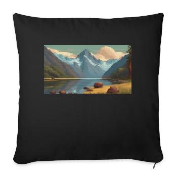 Fiordland National Park, New Zealand - Sofa pillowcase 17,3'' x 17,3'' (45 x 45 cm) - black - Front