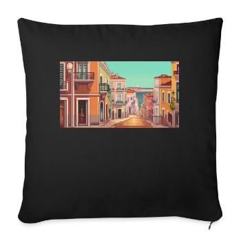 Lisbon, Portugal - Pixel Art - Sofa pillowcase 17,3'' x 17,3'' (45 x 45 cm) - black - Front