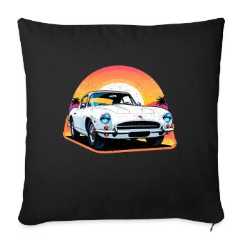 voiture vintage couché de soleil - Housse de coussin décorative 45 x 45 cm - noir - Devant