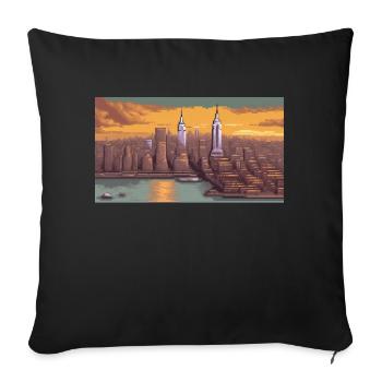 New York City - Pixel Art - Sofa pillowcase 17,3'' x 17,3'' (45 x 45 cm) - black - Front